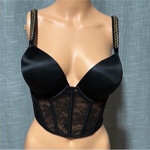 Victoria's Secret Black Satin and Lace Corset
